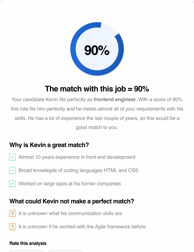 Detailed candidate reports